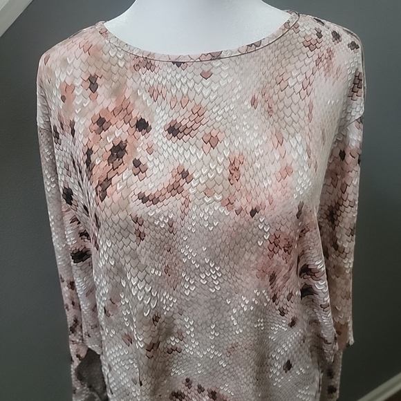 Clara Sunwoo Lightweight Cozy Poncho Sleeve Sweater Tunic Peacock Pinstripe XL - Picture 2 of 7